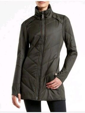 Athleta Womens Sz XS Rock Ridge Primaloft Insulated Long Jacket Olive Green Coat